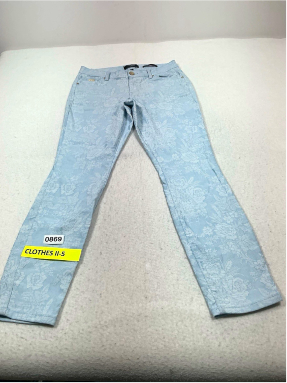 Nine West Women’s Skinny Ankle Blue Floral Denim Jeans Stretch 5-Pocket Size 4